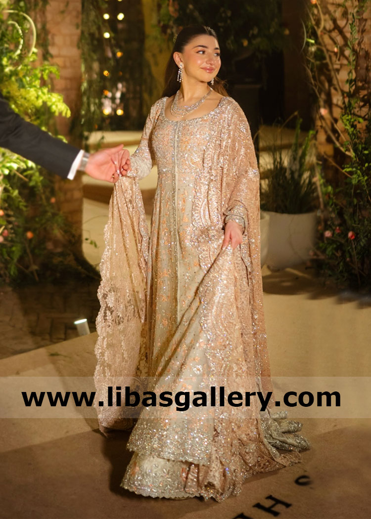 Light Peach Pakistani Bridal Dresses for Nikah